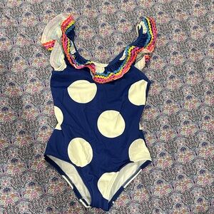 Mini Boden Colorful Ruffle Polka Dot Swimsuit